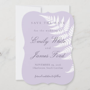 Soft Lavender White Fern 5x7 Simply Elegant Save The Date