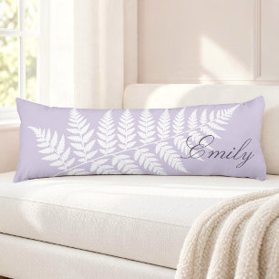 Soft Lavender White Fern Elegant Minimalist Body Cushion
