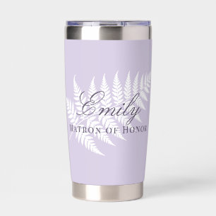 Soft Lavender White Fern Pastel Matron of Honour Insulated Tumbler