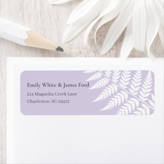 Soft Lavender White Fern Return Address (Insitu)