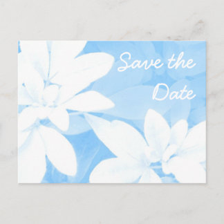 Soft Leaves Blue 'Save the Date' postcard