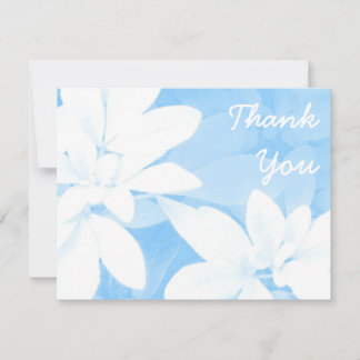 Soft Leaves Blue 'Thank You' note white Invitation