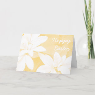 Soft Leaves Gold 'Happy Easter' card front text