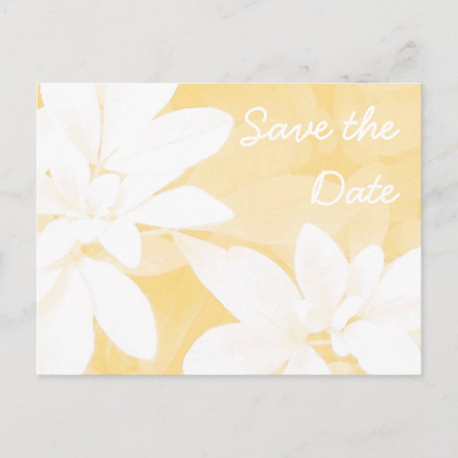 Soft Leaves Gold 'Save the Date' postcard (Front)