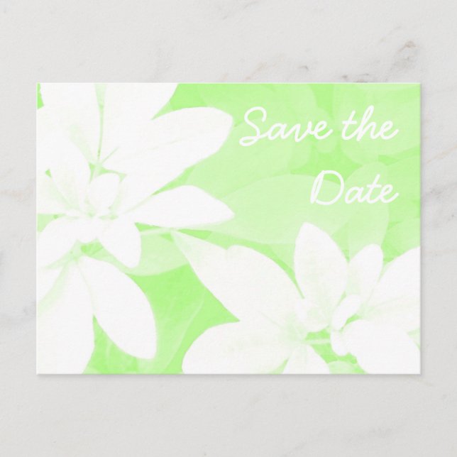 Soft Leaves Green 'Save the Date' postcard (Front)