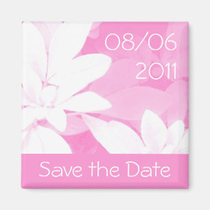 Soft Leaves Pink stripe 'Save the Date' magnet
