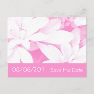Soft Leaves Pink stripe Save the Date postcard