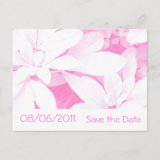 Soft Leaves Pink stripe Save the Date postcard