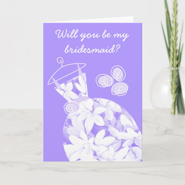 Soft Leaves Purple 'Bridesmaid' card front text (Front)