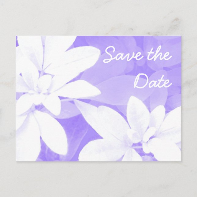 Soft Leaves Purple 'Save the Date' postcard (Front)