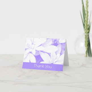 Soft Leaves Purple Stripe 'Thank You' front text Thank You Card