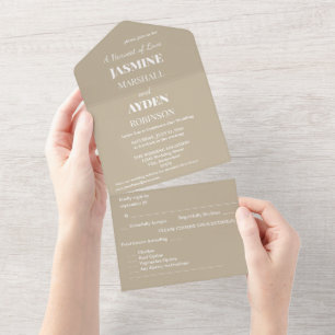 Soft Light Beige Background – Wedding Design All In One Invitation