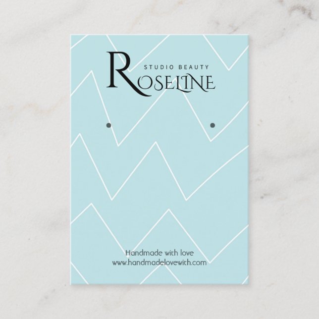Soft Light Blue Geometric jewlery display  Business Card (Front)