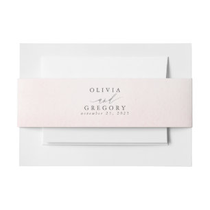 Soft Light Pink Shades Dreamy Romantic Wedding Inv Invitation Belly Band