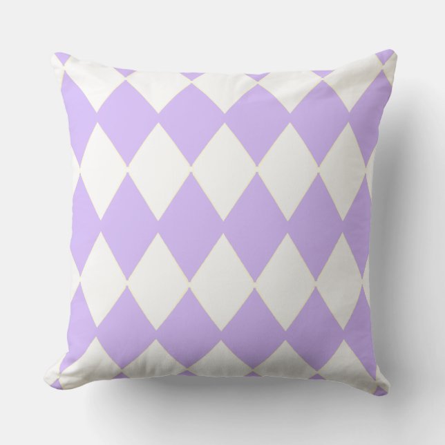 Soft Light Purple and White Argyle Retro Cushion (Front)