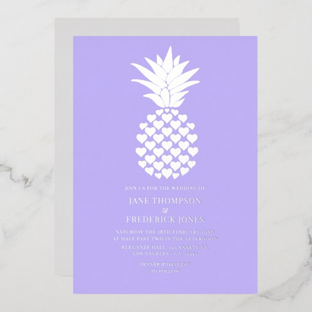 Soft Lilac & Silver Tropical Pineapple Wedding (Front/Back)