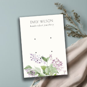 Soft Lilac Watercolor Floral 2 Earring Display Business Card