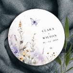 Soft Lilac Wildflower Butterfly Garden Wedding Round Paper Coaster<br><div class="desc">If you need any other matching product or customisation,  kindly message via Zazzle.</div>