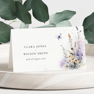 Soft Lilac Wildflower Butterfly Wedding Website Place Card