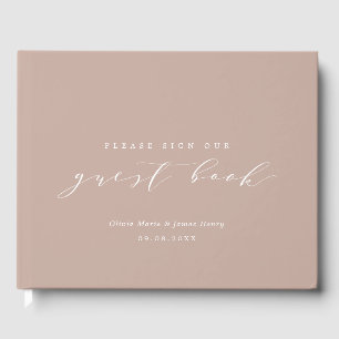 Soft Linen Blush Pink Modern Customisable Wedding Guest Book