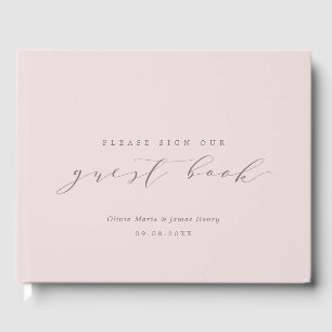 Soft Linen Pale Pink Modern Customisable Wedding Guest Book