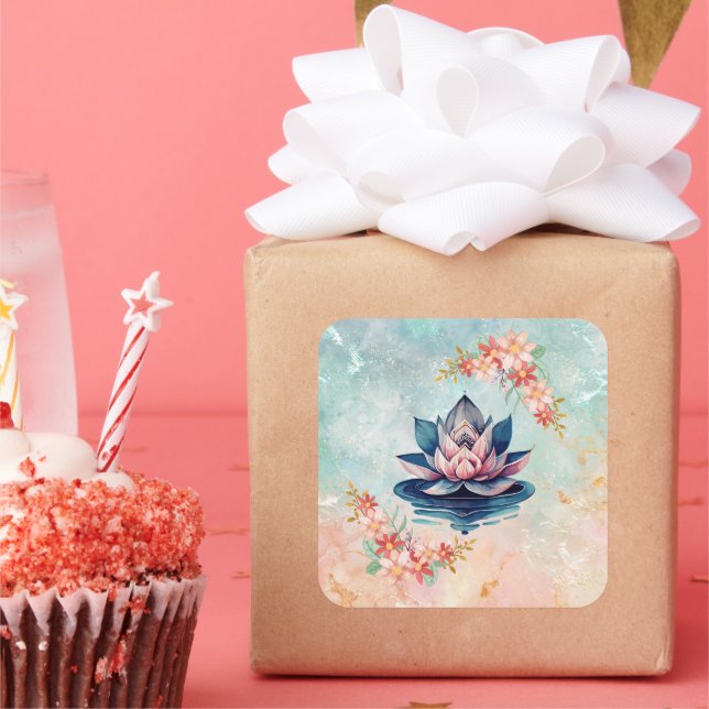 Soft Lotus Petal Harmony Square Sticker (Party)