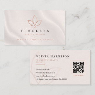 Soft Luxury Minimalist Rose Gold Beauty Branding Business Card