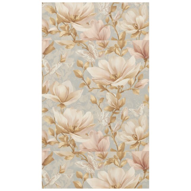 Soft Magnolia Butterfly Botanical Pattern Tablecloth (Front)