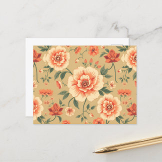 soft majestic dusty pink floral vintage pattern  postcard