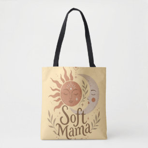 Soft Mama Celestial Sun & Moon Boho Design Tote Bag