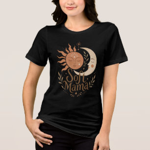 Soft Mama Celestial Sun & Moon Boho Design Tri-Blend Shirt