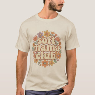 Soft Mama Club Retro Groovy Daisy Floral Design T-Shirt