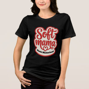 Soft Mama Embroidered Style Typography Design Tri-Blend Shirt