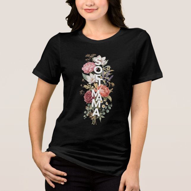 Soft Mama Floral Typography Design  Tri-Blend Shirt (Front)