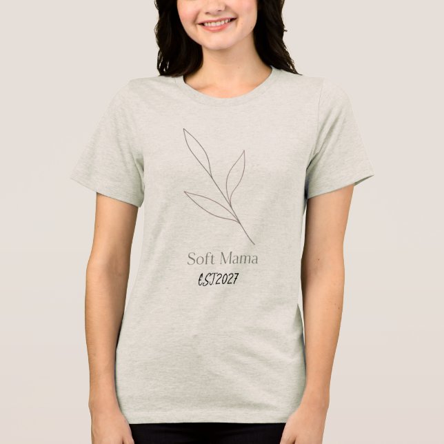 Soft Mama Minimal Botanical Line Art  Tri-Blend Shirt (Front)