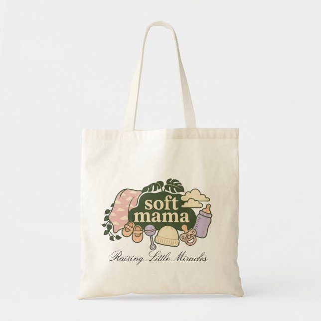 Soft Mama Retro Baby Essentials Design | Cute Moth Tote Bag (Front)