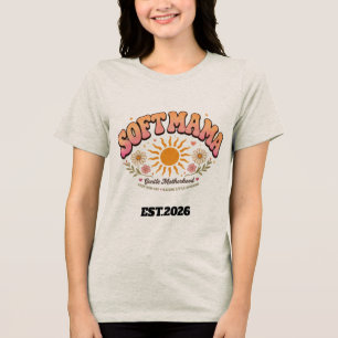 Soft Mama Retro Sunset Typography Design Tri-Blend Shirt