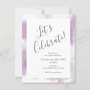 Soft Mauve Grey and White Abstract Brushstrokes In Invitation