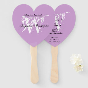 Soft Mauve Lilac Chic Monogram Wedding Program Hand Fan