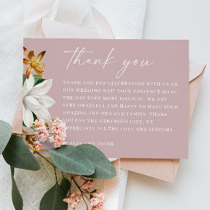 Soft Mauve Pink Floral Wedding Elegant Garden Thank You Card