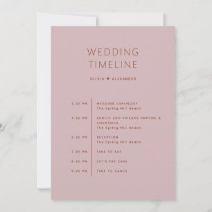 Soft Mauve Pink Timeline. Spring Wedding Itinerary Invitation