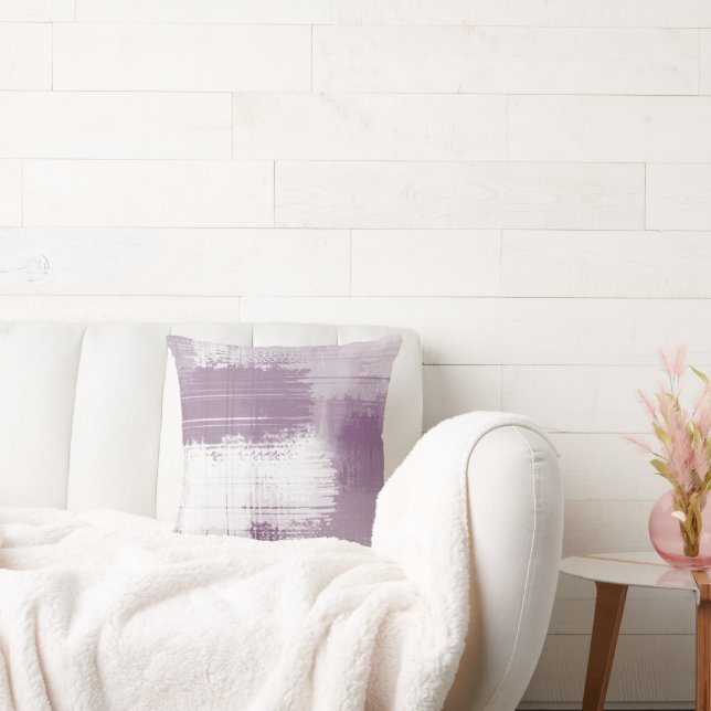 Soft Mauve White Abstract Throw Pillow (Couch)