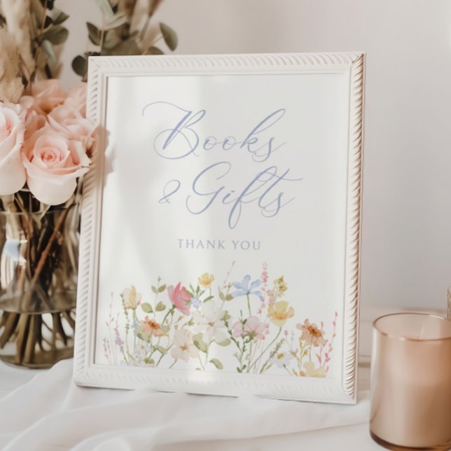 Soft Meadow Blue Script Books and Gifts  Poster (Creator Uploaded)