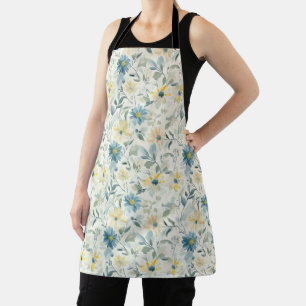 Soft Meadow Daisy Watercolor Apron