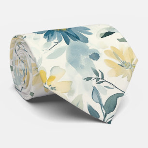 Soft Meadow Daisy Watercolor Tie