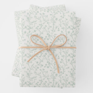 Soft Meadow Muted Sage - Neutral Wrapping Paper Sheet