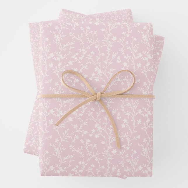 Soft Meadow Neutral - Blush Pink Wrapping Paper Sheet (In situ)