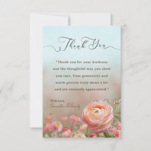 Soft Minimal Blush Floral Thank You Card