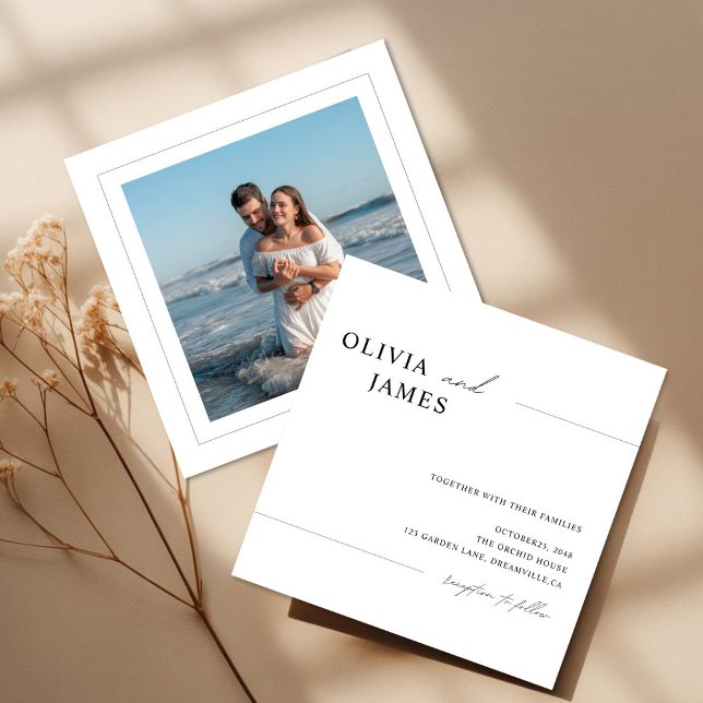 Soft Minimal Square Photo Wedding Invitation  (Creator Uploaded)