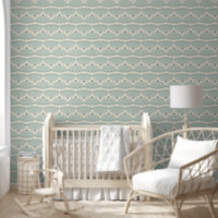 Soft Mint and Beige Art Deco Scallop